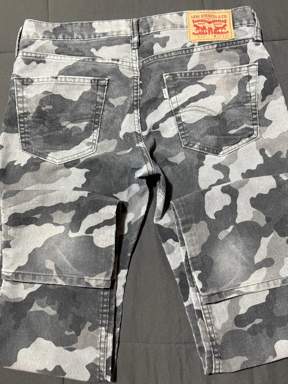 Levi's Men's 511 Corduroy Black & Gray Camo pants